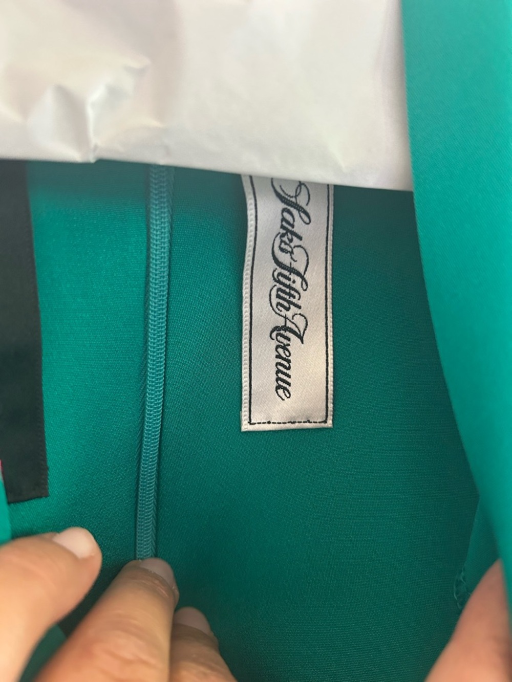 Saks Fifth Avenue Teal V-Neck Dress